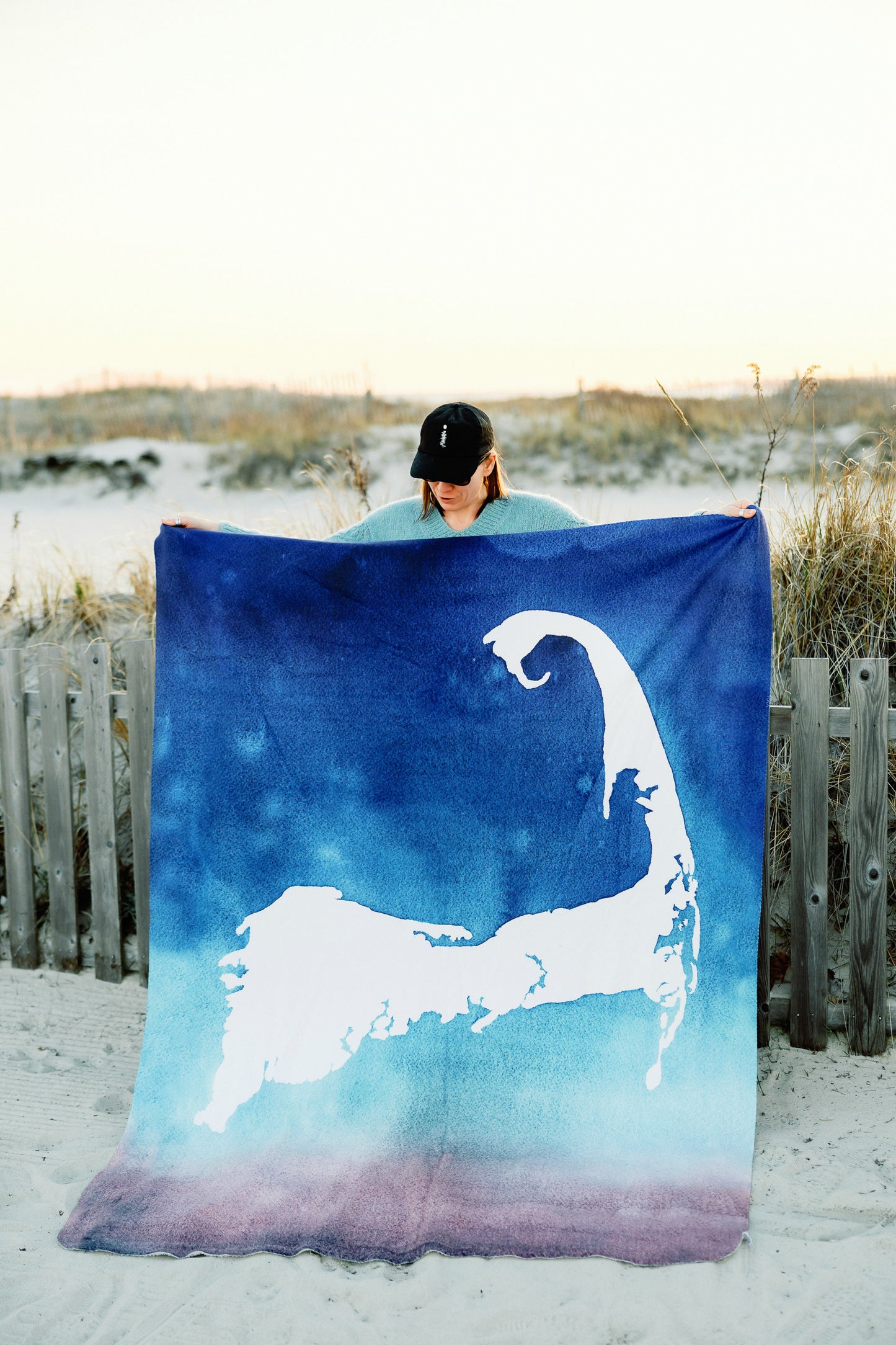 Cape Cod In the Waves Sherpa Fleece Throw Blanket