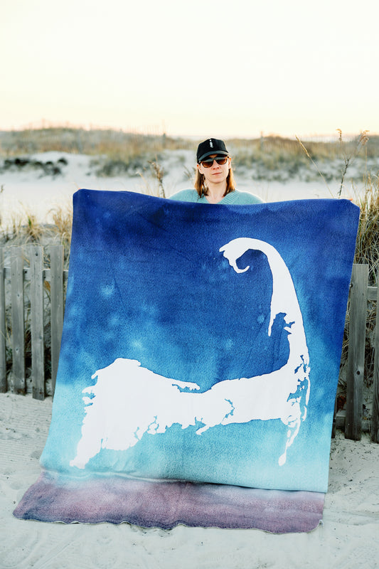 Cape Cod In the Waves Sherpa Fleece Throw Blanket