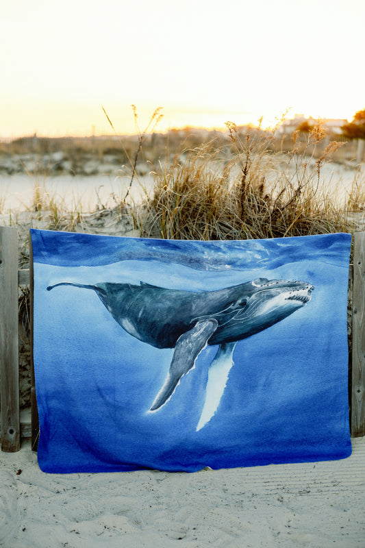 Underwater Whale Sherpa Fleece Throw Blanket