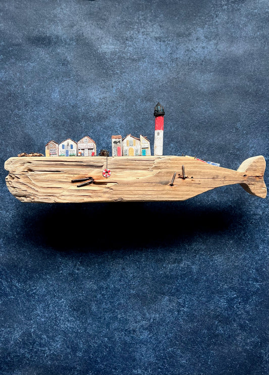 Whale with Nauset Lighthouse