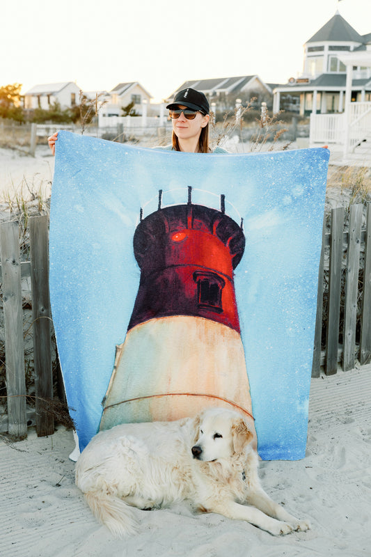 Nauset Lighthouse Sherpa Fleece Throw Blanket