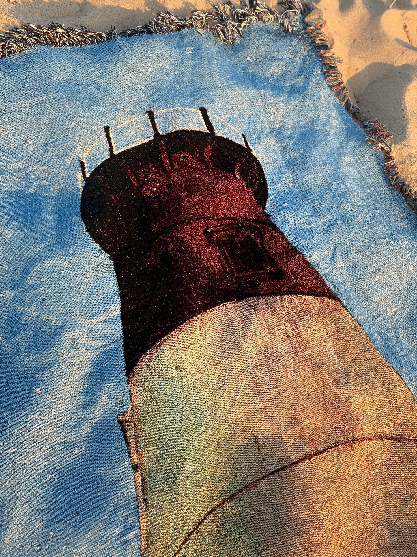 Nauset Lighthouse Jacquard Woven Cotton Throw Blanket